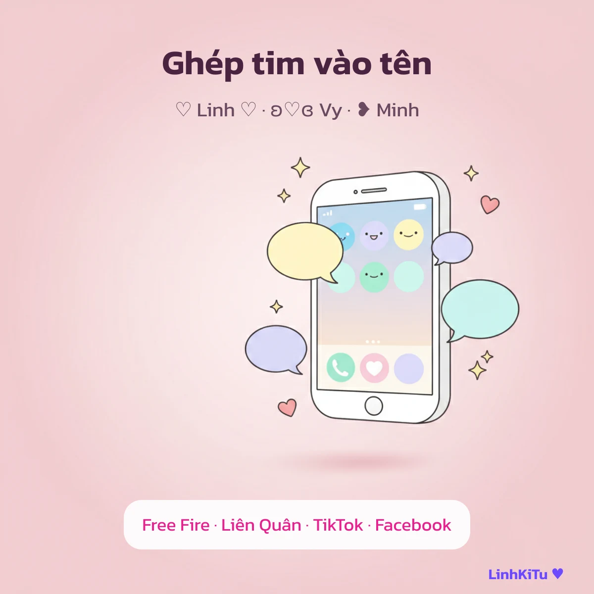Ghép kí tự trái tim vào tên game và mạng xã hội