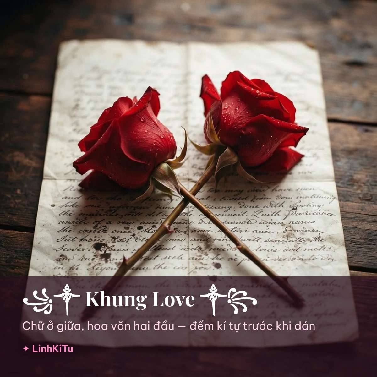 Khung kí tự love đẹp với hoa văn hai đầu quanh chữ Love