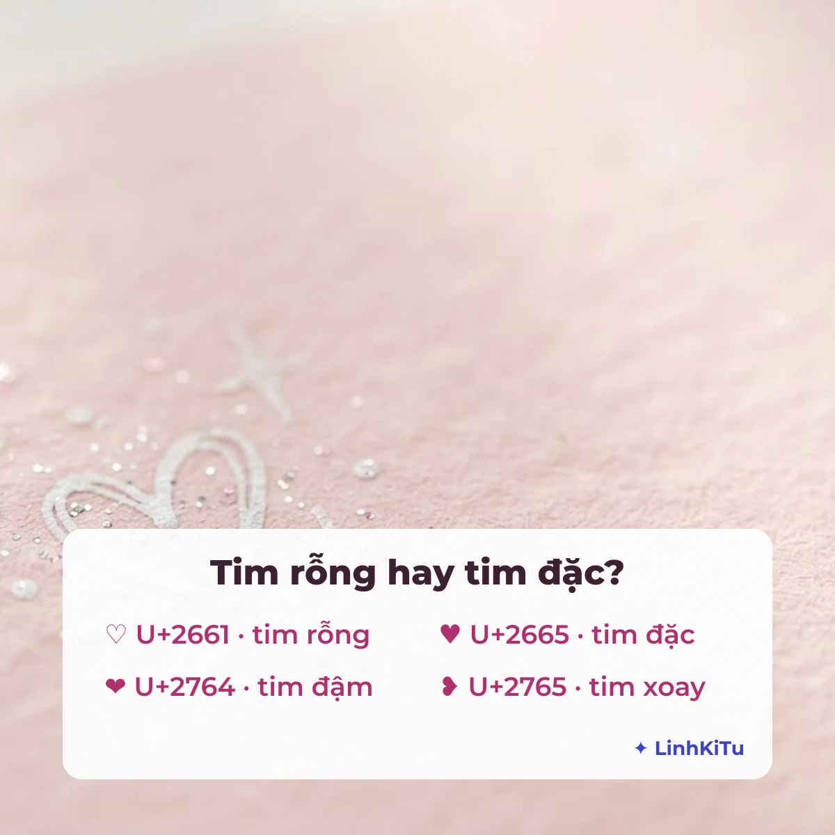 So sánh kí tự trái tim rỗng ♡ U+2661 và tim đặc ♥ U+2665, tim đậm ❤, tim xoay ❥