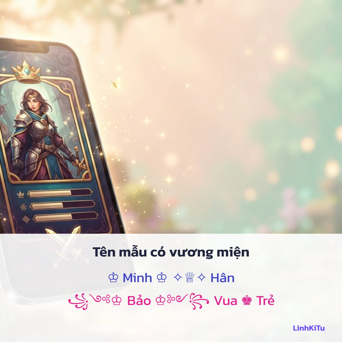 Tên game mẫu có kí tự vương miện cho Free Fire và Liên Quân
